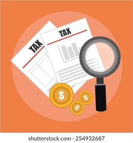 Tax design over orange background, vector illustration.