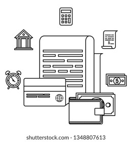 tax document with financial icons