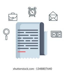 tax document with financial icons