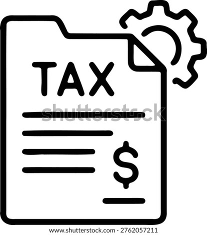 Tax document with gear and dollar sign representing calculation