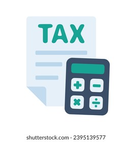 Tax document icon with calculator for calculating taxes. Vector Illustration.