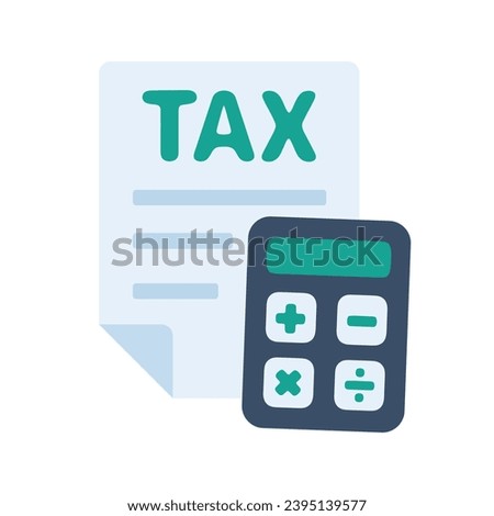 Tax document icon with calculator for calculating taxes. Vector Illustration.