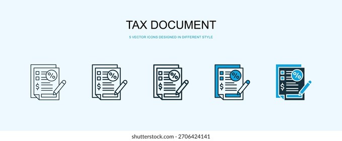 Icono de documento de impuestos Ilustración vectorial de estilo diferente