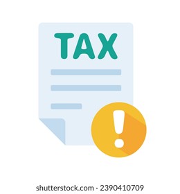 Tax document icon with exclamation mark Document verification concept. Vector Illustration.