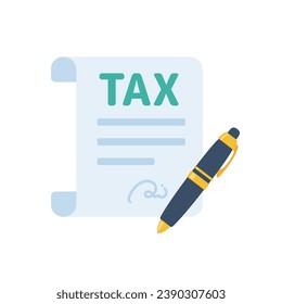 tax document icon Tax filing documents with pen. Vector Illustration.