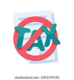 icono de documento de impuestos Documentos de registro de impuestos con el concepto de signo de prohibición de no pagar impuestos. Ilustración vectorial.
