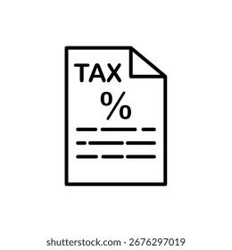 ícone de documento de imposto, fatura de imposto, estilo simples plana, ilustração vetorial, símbolo, pictograma de modelo de logotipo de design, para ui ou ux isolado em branco para aplicativo móvel, editável