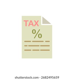 tax document icon, tax invoice, simple flat style, vector illustration, symbol, design logo template pictogram, for ui or ux isolated on white for mobile app, editable