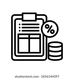 Ilustración vectorial de línea de icono de documento de impuestos