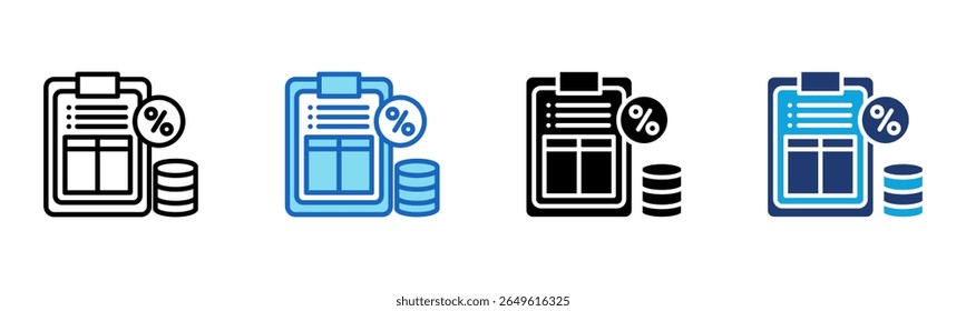 Tax Document icon Multi Style Vector Illustration