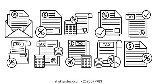 Tax Document Line Icon Collection
