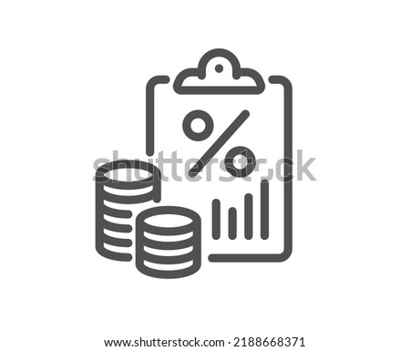 Tax document line icon. Tax rate report sign. Payroll file symbol. Quality design element. Linear style tax document icon. Editable stroke. Vector