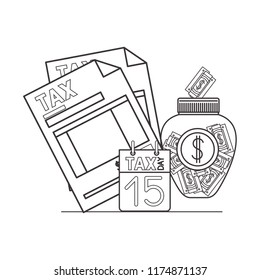 tax document with money and calendar