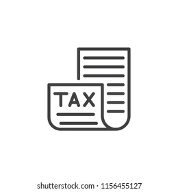 Tax document outline icon. linear style sign for mobile concept and web design. Invoice simple line vector icon. Symbol, logo illustration. Pixel perfect vector graphics