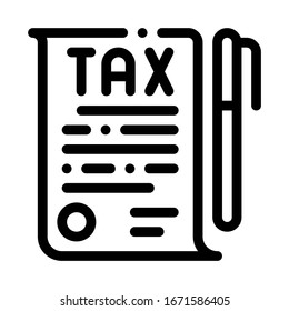 Vector de icono de la pluma de documento fiscal. Signo de la pluma de documento fiscal de esquema. Ilustración de símbolo de contorno aislado