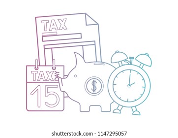 tax document with piggy and calendar