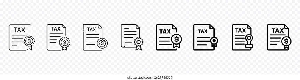  documento fiscal con icono de sello, Icono de documento fiscal con sello que representa el cumplimiento financiero regulado, presentación oficial de impuestos, verificación de contabilidad legal, formularios de ingresos gubernamentales
