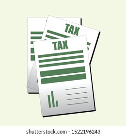 Tax document vector art concept,Tax form financial report isolated on green background 
