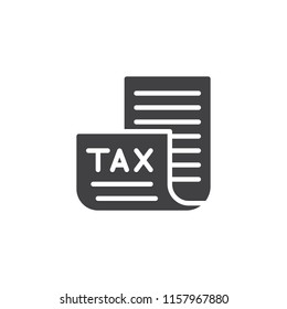 Tax document vector icon. filled flat sign for mobile concept and web design. Invoice simple solid icon. Symbol, logo illustration. Pixel perfect vector graphics