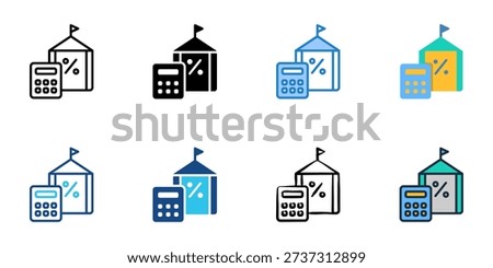 Tax Estimate icons set multiple style collection. Editable stroke 
