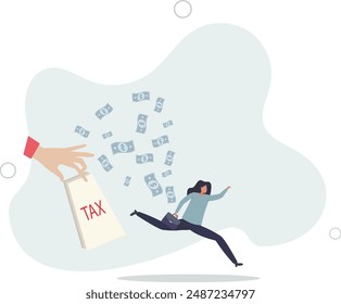 Tax evasion, illegal hide revenue and avoid paying government tax, fraud and money laundering or financial crime concept.flat design.illustration with people.