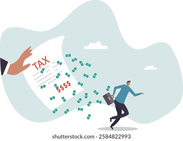 Tax evasion, illegal hide revenue and avoid paying government tax, fraud and money laundering or financial crime .business concept.flat character.