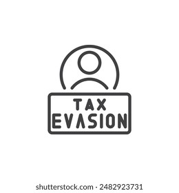 Tax Evasion line icon. linear style sign for mobile concept and web design. Person hiding behind a tax document outline vector icon. Symbol, logo illustration. Vector graphics