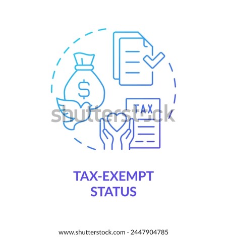 Tax exempt status blue gradient concept icon. Tax deduction for non profit organization. Steps to start NPO. Round shape line illustration. Abstract idea. Graphic design. Easy to use in article