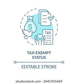 Tax exempt status soft blue concept icon. Tax deduction for non profit organization. Steps to start NPO. Round shape line illustration. Abstract idea. Graphic design. Easy to use in article