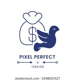 Tax exemption black solid desktop icon. Non-taxable income. Government subsidies. Pixel perfect 128x128, outline 2px. Silhouette symbol on white space. Glyph pictogram. Isolated vector image