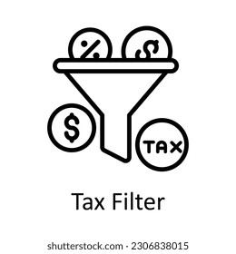 Tax Filter vector  outline Icon Design illustration. Taxes Symbol on White background EPS 10 File