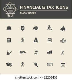 
Tax and finance icon set. vector