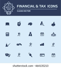 Tax and finance icon set. vector