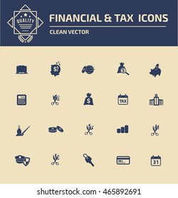 Tax and finance icon set. vector