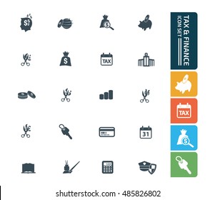 Tax and finance icon set. vector
