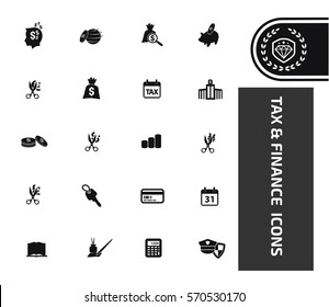 Tax and finance icon set,clean vector