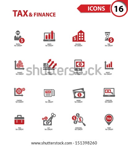 Tax and finance icons on white background,vector