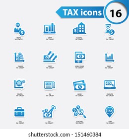 Tax and finance icons,blue version,vector