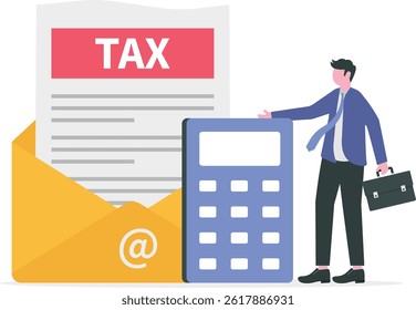 Tax financial analysis, Business People Calculating Document for Taxes Flat

