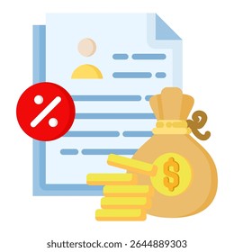 Ícone de cor simples de imposto. Design de ícone de vetor simples em estilo de cor plana. Formato de vetor editável