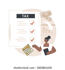 Tax form abstract concept vector illustration. Tax form number, online application, return, company payment, income deduction, corporate accounting service, help filling abstract metaphor.