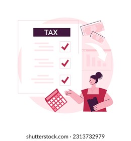 Tax form abstract concept vector illustration. Tax form number, online application, return, company payment, income deduction, corporate accounting service, help filling abstract metaphor.