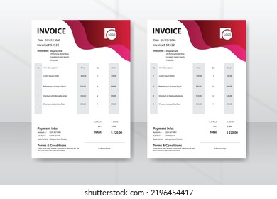 Tax form, bill graphic or payment receipt page set. Business invoice form template. Invoicing quotes, money bills or price invoices and payment agreement design templates.