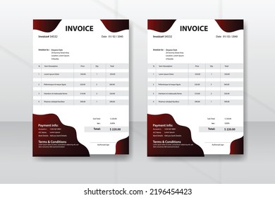 Tax form, bill graphic or payment receipt page set. Business invoice form template. Invoicing quotes, money bills or price invoices and payment agreement design templates.
