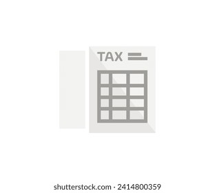 Tax form, contribution icon. Pay the bills, invoices, payrolls. Statement, paying the tax rate. Taxation, taxes burden. Business and tax concept vector design and illustration.

