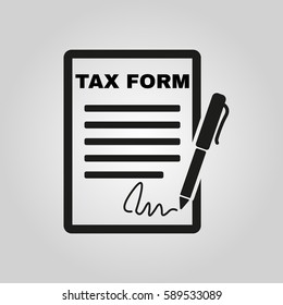 Tax form icon. Charge, contribution symbol. Flat design. Stock - Vector illustration