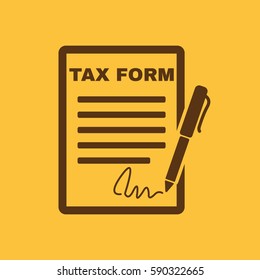 Tax form icon. Charge, contribution symbol. Flat design. Stock - Vector illustration