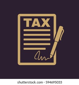 Tax form icon. Charge, contribution symbol. Flat design. Stock - Vector illustration