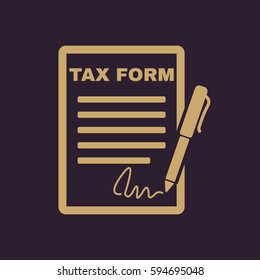 Tax form icon. Charge, contribution symbol. Flat design. Stock - Vector illustration