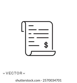 tax form icon, exempt tax form, tax concept thin line symbol isolated on white background, editable stroke eps 10 vector illustration